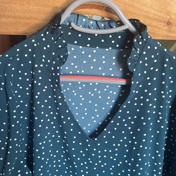 Polka Dot Forest Green Dress - Picture 2 of 9